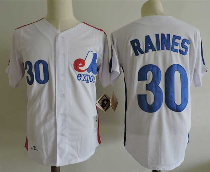 Montreal Expos #30 Tim Raines Mitchell And Ness White 1982 BP Stitched Jersey Dzhi